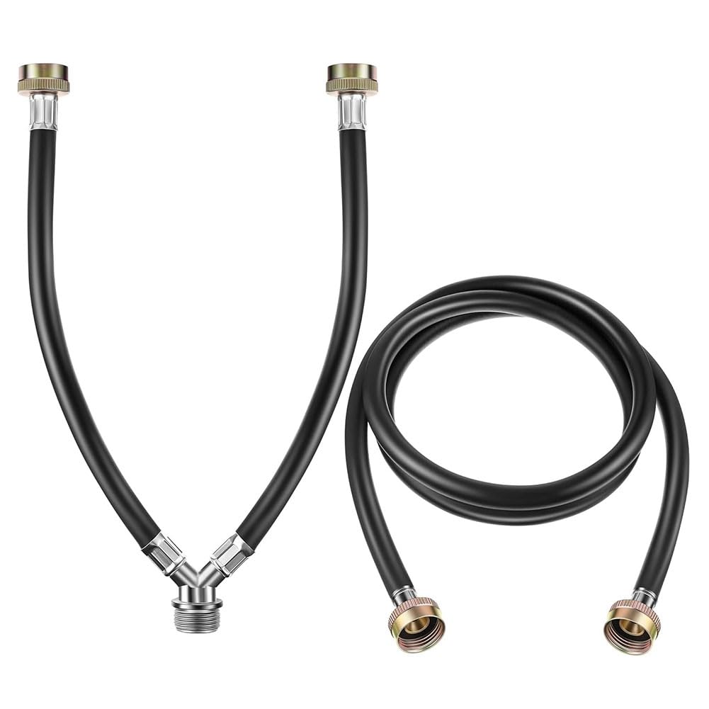 CTRLZS Y Mixer Hose Connector with Washing Machine Hose, Hot and Cold Water Supply Splitter and Washer Faucet Adapter
