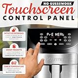Gourmia Digital Air Fryer – 7 QT, FryForce 360° Technology, 10 Presets, Guided Cooking Prompts, Auto Shut-Off, Dishwasher Safe Basket, 1500W, black/Stainless Steel