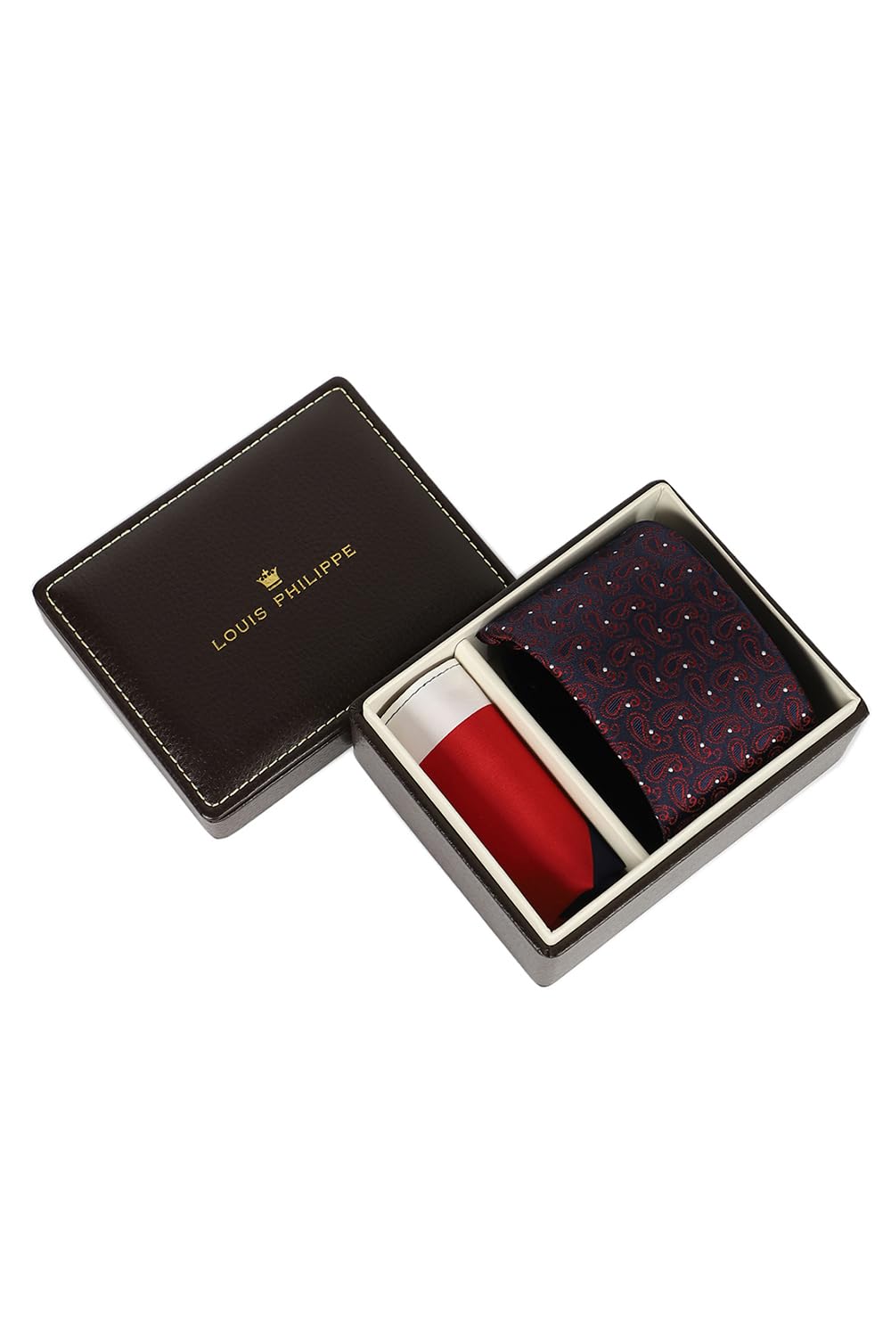 louis philippe Men Navy Embroidered Tie and Pocket Square-picture-33