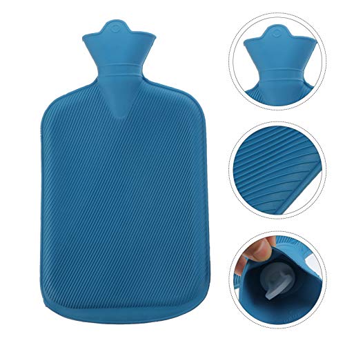 STOBOK Bolsa de Silicone para Água Quente Bolsa Portátil Reutilizável Com Capa de Pelúcia Azul