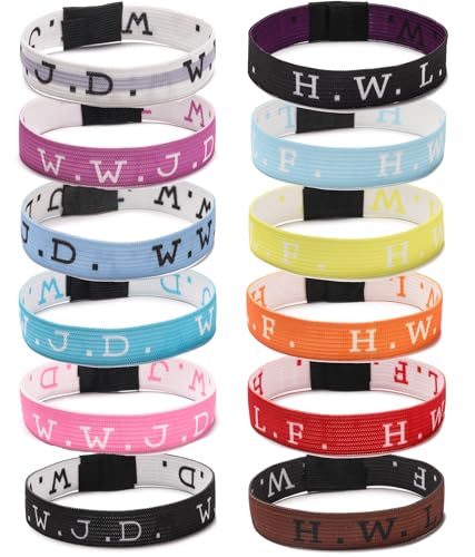 12 Pcs W.W.J.D. & H.W.L.F. Bracelet Elastic Wristbands, What Would Jesus Do Inspirational Religious, He Would Love First