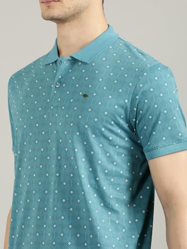Image of JOVEN Mens Printed Polo Neck Half Sleeve Regular Fit Mercerised Cotton T-Shirt