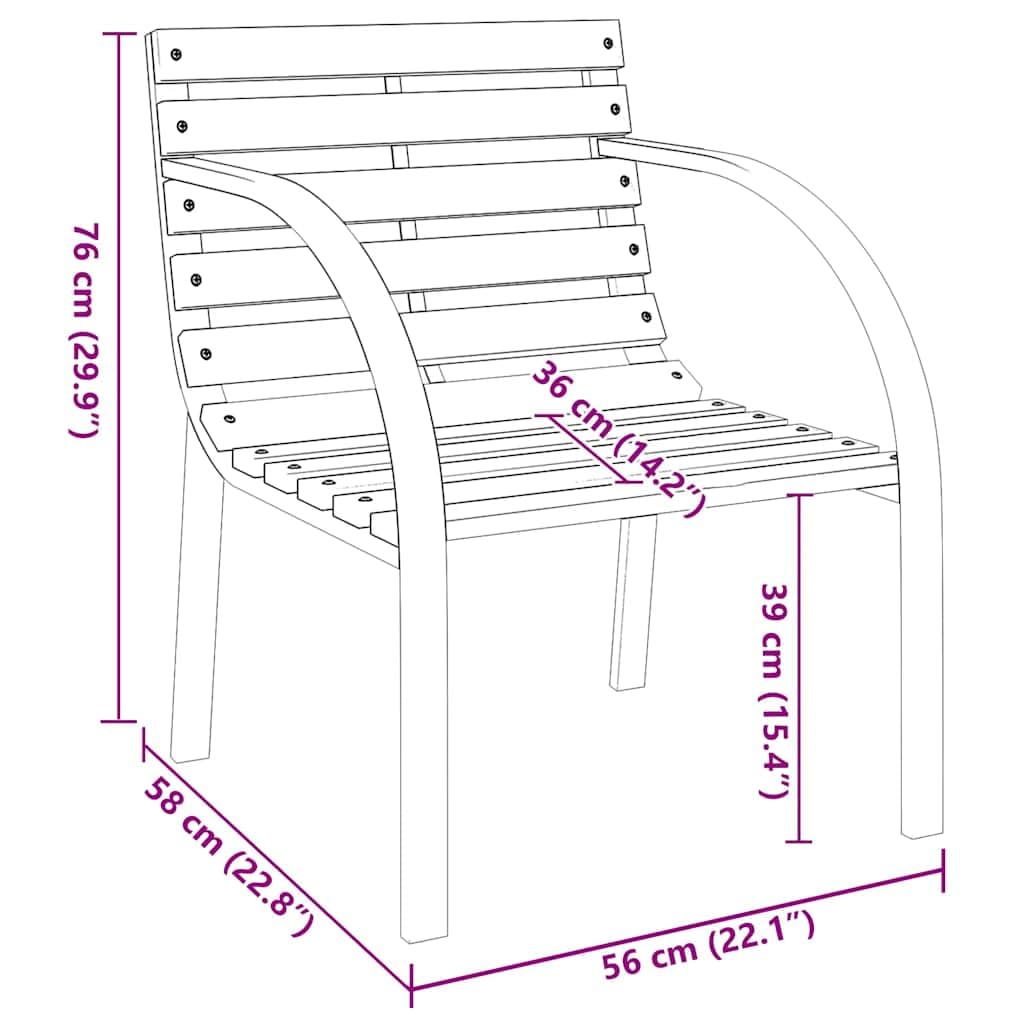 Set 2 Sedie da Giardino in Legno e Acciaio Grigio 56x58x76 cm | Poltrone da esterno con seduta in legno e struttura in acciaio grigio, ideali per arredare balcone, terrazzo e patio.
