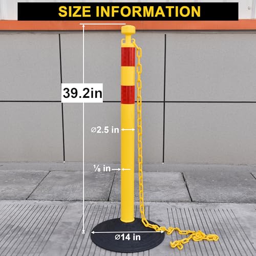 Image of OrangeStar 6 Pack 40 inch Yellow Traffic Delineator Post Cones Safety Barriers