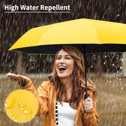 Image of Seniny Windproof Travel Umbrella, Automatic Umbrellas for Rain, Portable & Compact Umbrellas for Backpack, Strong UV for Protection, Folding Small Sun Umbrella for Car, Walking, Coral Pink, 38 inches
