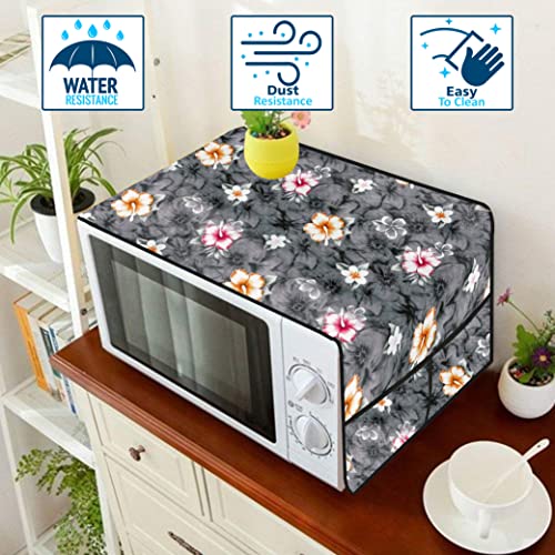 Image of Wings Star Oven Top Cover for LG 21 Litre Convection Microwave Oven MC2146BL Black - Microwave Top Cover with 4 Utility Pockets and 1 Oven Handle Cover KUM87