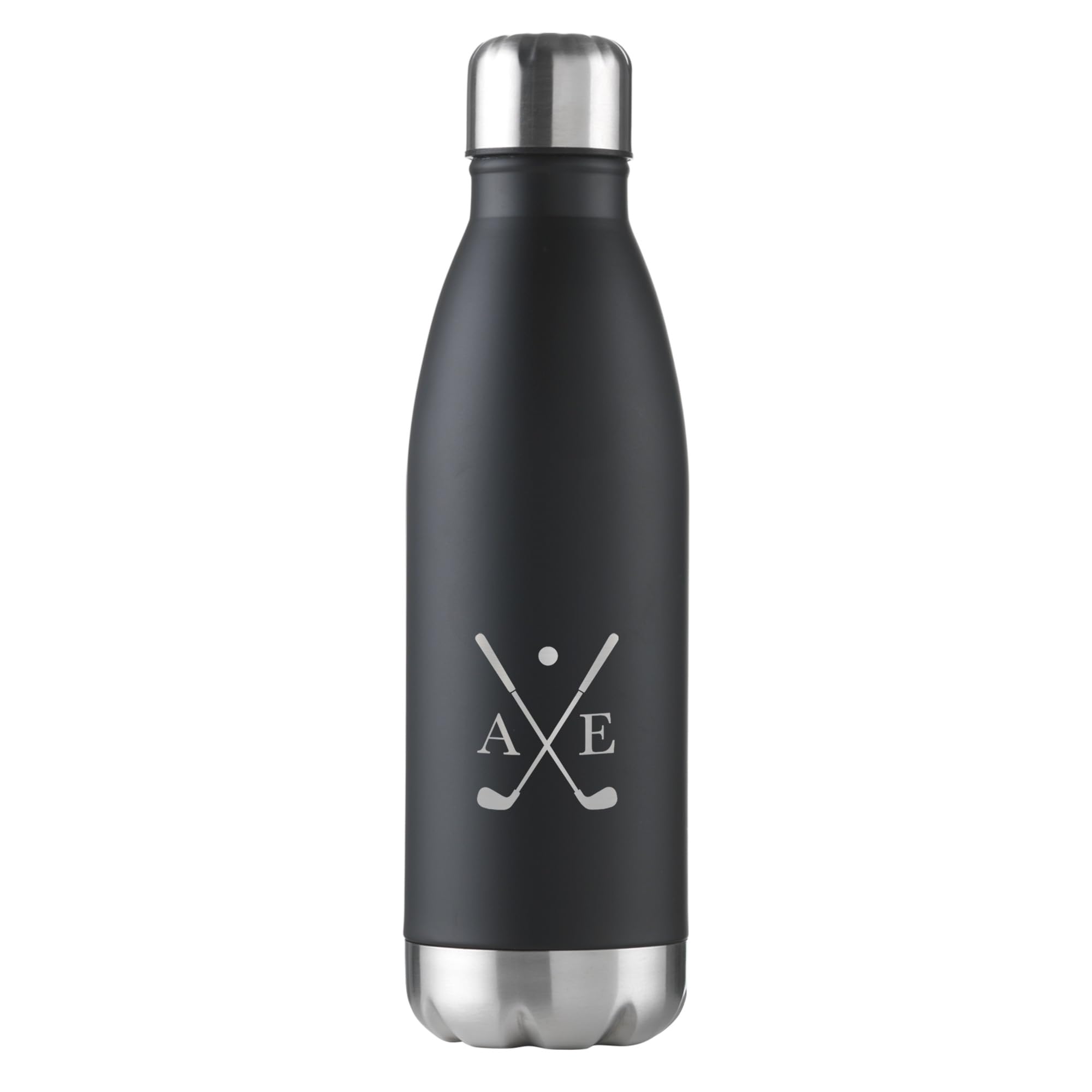 Ebuygb Black Personalised Golf Water Bottle With Golf Players Initials, Insulated Golf Flask, Golf Tournament Prize, Golf Club Gifts, Golf Member Gift (Black)
