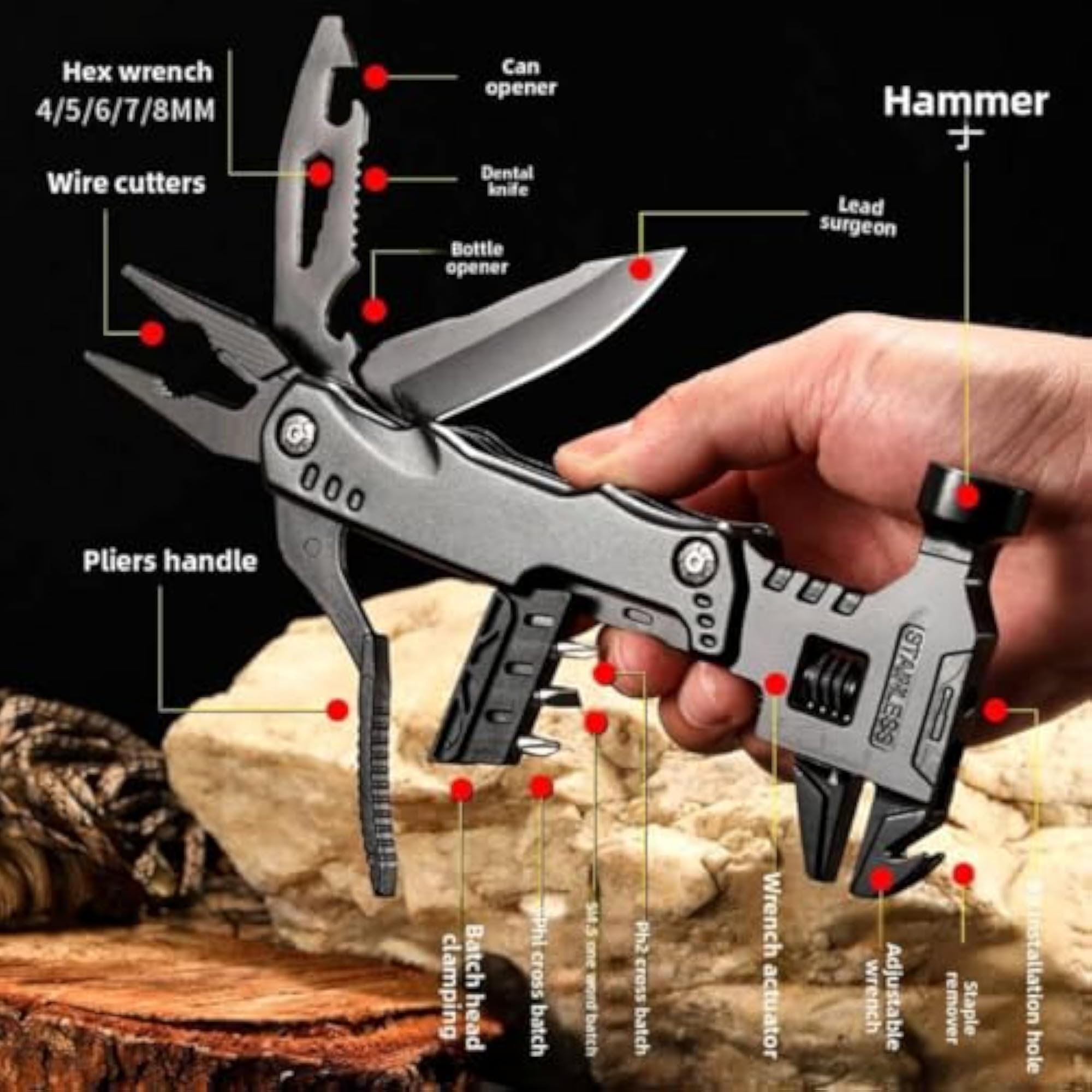Tool Camping Accessories 16 in 1 Survival Gear, Unique Gadgets