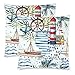 Produktbild gthytjhv Dekokissenbezug, Watercolor Sailboat Lighthouse Palm Tree Leaves Summer Beach Marine Pillow Cover Home Decor Nice Gift Square Indoor Pillowcase Set of 2