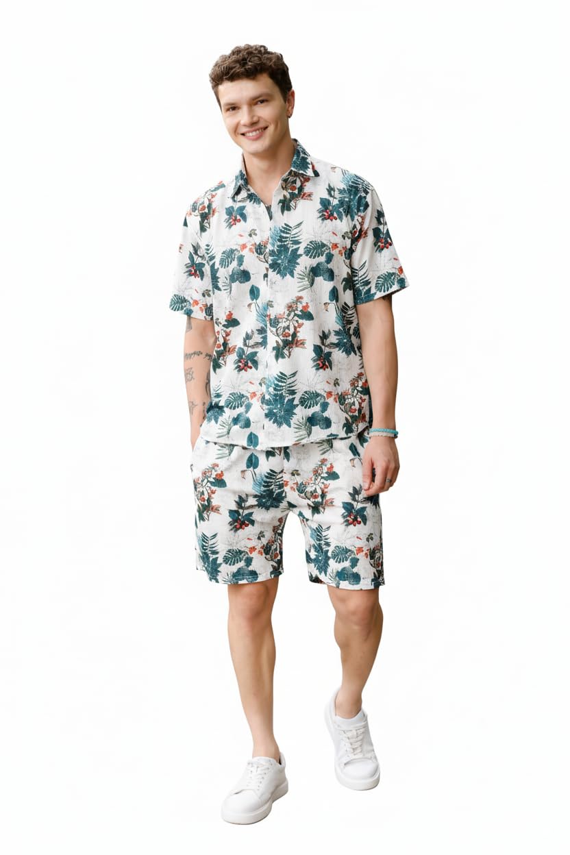 zilcon Men's Short Sleeve Tracksuit Summer Shirt & Shorts Set 2 Pockets Oversize Two Piece Casual Daily Duty-Off-picture-13