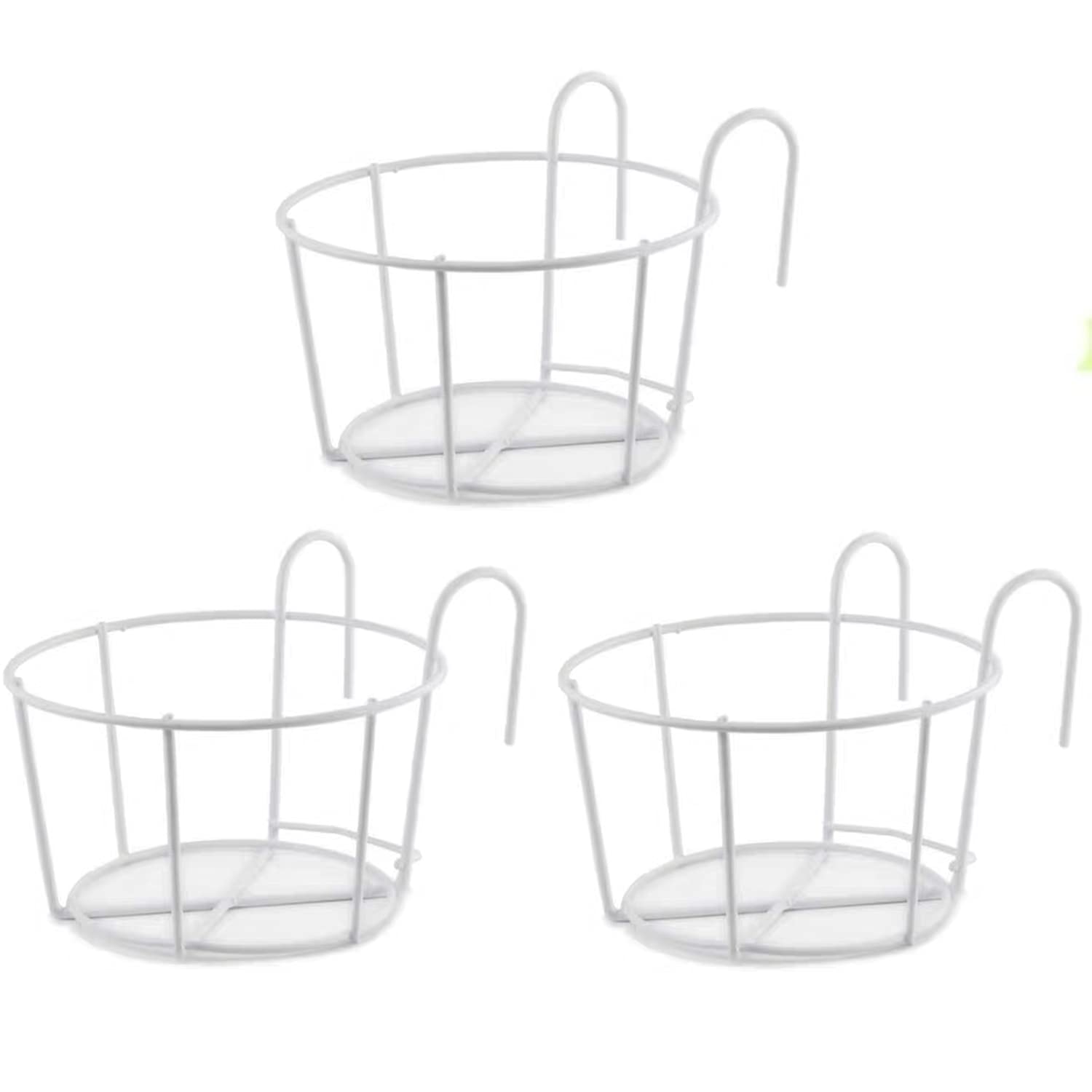 Homeleaf Rail Planters Hanging Railing Plant Holder Stand Iron Art Flower Pot Basket for Patio Balcony Porch，Fence，Outside and Indoor，Set of 3, White-Style2 (B08ZYCMS9W) Amazon Price History, Amazon Price Tracker