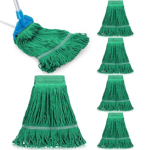 Nuogo 6 Pcs Commercial Mop Head Replacement Floor Cleaning Wet Mop Head Refills Heavy Duty Commercial General Cleaning(Green)