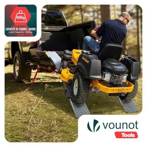 Miniatura 6 de VOUNOT® Rampa de Carga Plegable 400 kg Máx. de Capacidad, Rampa de Acceso Riel Antideslizante de Metal Galvanizado con Correas de Seguridad, Plegable para Moto Tractor Motocicleta ATV Quad