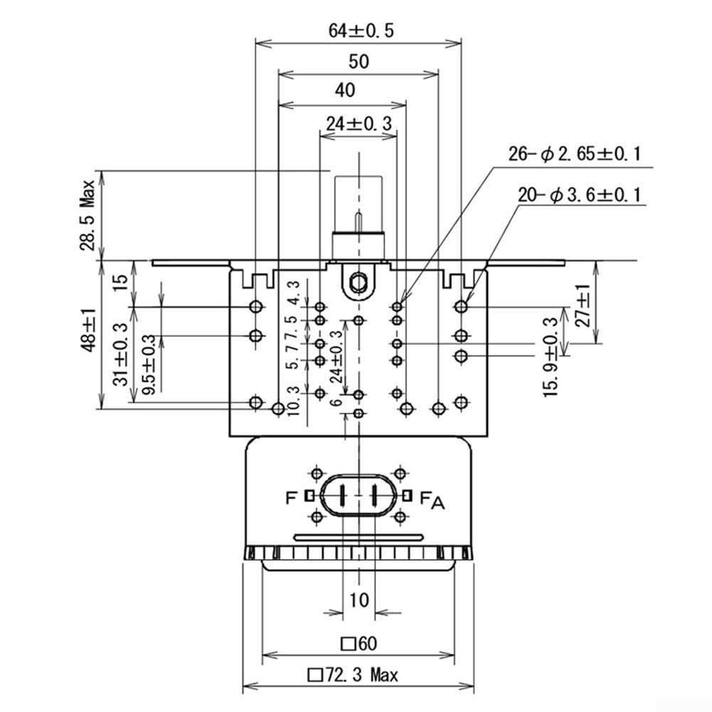 Magnetron 2M248J - Tubo de vacío de repuesto para horno microondas, salida de potencia de 1000 W con disipador de calor de 6 piezas para mejorar la velocidad de cocción