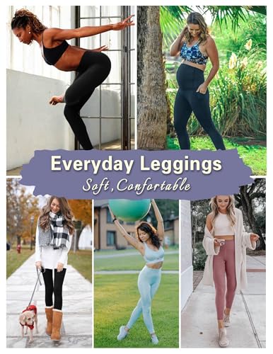 3 Pack Leggings with Pockets for Women,High Waisted Tummy Control Soft Yoga Pants for Workout,Active,Running,Lounge4