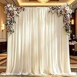 3x3 m Elfenbeinfarben Vorhang für Kulissen, Party-Hintergrund Vorhang Elfenbeinfarben Hochzeit Hintergrund, Polyester Vorhänge für Geburtstag Baby Dusche Taufe Brautdusche