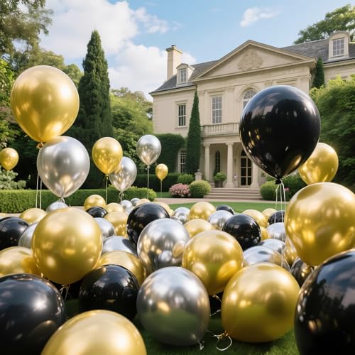 Image of 100pcs Metallic Silver Balloons 12 Inch Chrome Round Helium Balloons | Silver Balloon for New Years Wedding Anniversary Birthday, Bachelorette Graduate Party Decorations