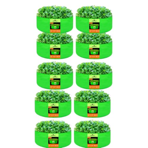 Image of Kingwell grow bags 15x9 inch pack of 10 Grow Bag For Terrace Garden Leafy Vegetable Plant Grow Bags Fruits Growing Containers For terrace Gardening
