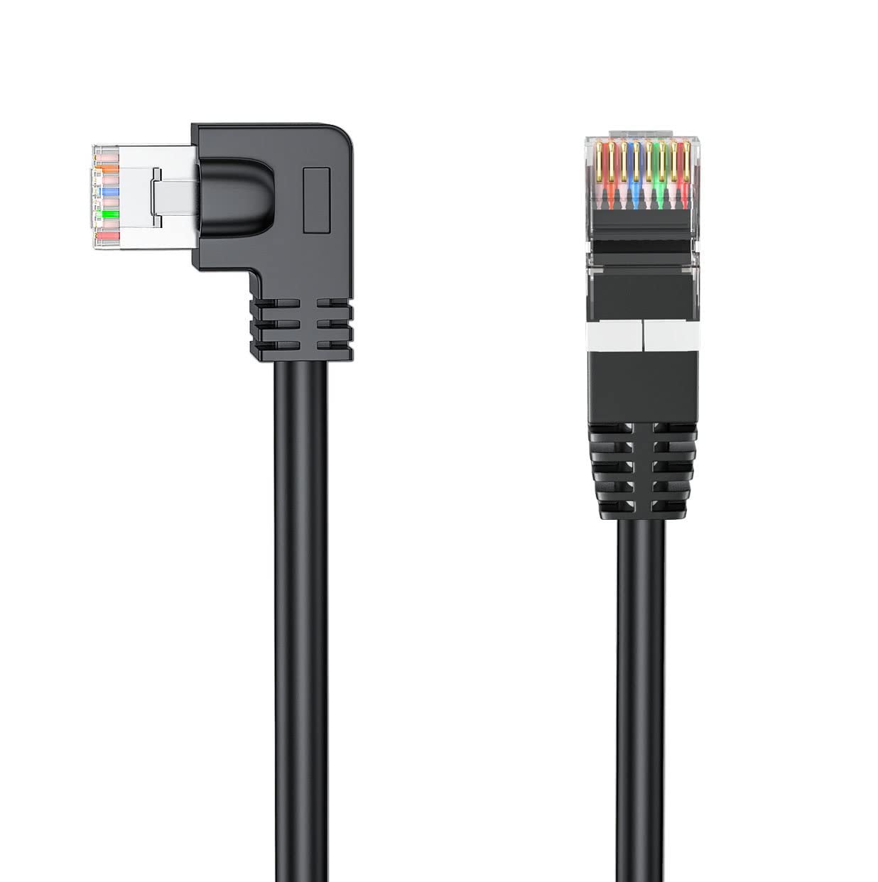 JUXINICE 90 Degree Cat 6 Ethernet Cable Shielded Left Angle
