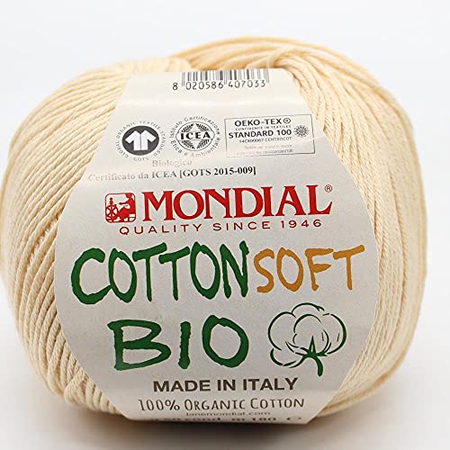 COTTON SOF de Lanas Mondial. Ovillo de color crudo Cod.466