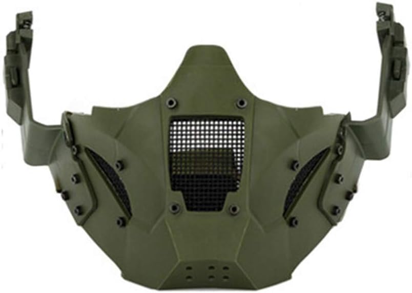 Outdoor Airsoft Shooting Face Protection Gear Tactical Fast Helmet Wing Rail Side Rail Mount Steel Wire Mesh Mask with Head Band