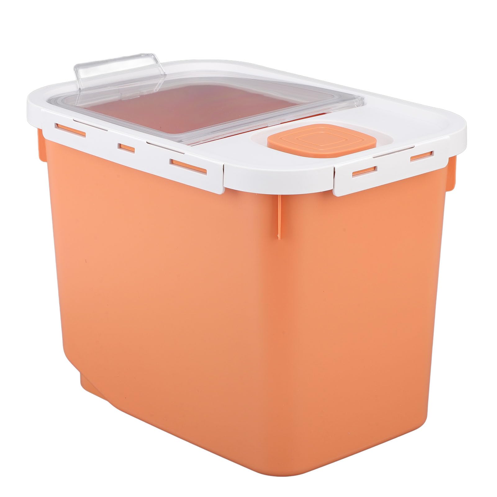 GOWENIC Contenitore per Riso Trasparente di Grande capacità con Ruote |Contenitore per Farina con Chiusura Ermetica da 22 Libbre, Durevole in PP per Uso Alimentare per l'organizzazione della (ORANGE)