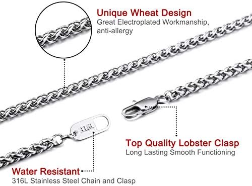 MOWOM Silver Chain Wheat Necklace for 