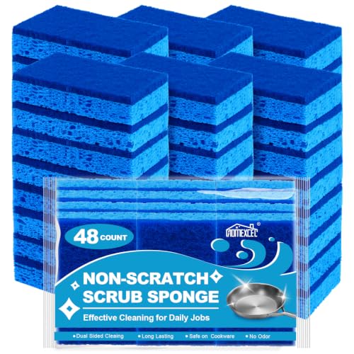 Image of HOMEXCEL Sponges Kitchen 48 Pack, Non Scratch Scrub Dish Sponge for Dishes