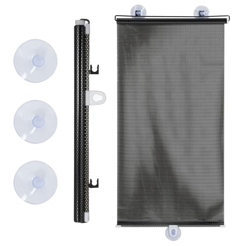ifundom Persiana Fácil de Ajustar y Mantener Enrollable con Ventosas para Puertas y Ventanas de PVC Negro Adecuado para Cubrir Ventanas Hogar