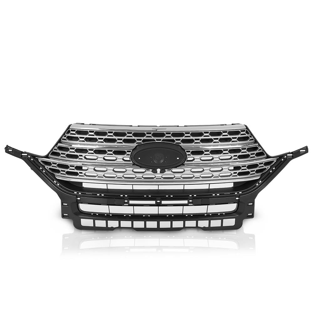 CNNELL Chrome Front Bumper Grille Upper Grille Radiator Compatible with Ford Explorer 2020-2022/Not fit a Timberline model