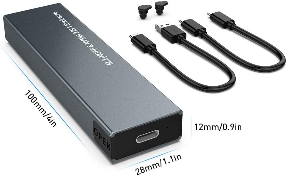 Caja externa para SSD M.2 NVME SATA aluminio USB 3.2 Gen 2 miniatura 7