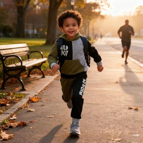 Image of 2-6T Toddler Baby Boy Clothes Color Blocking Hoodies + Pants Fall Winter Outfits