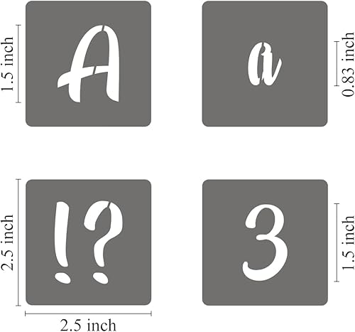 Miniatura 6 de Plantillas de letras del alfabeto de 1.5 pulgadas, paquete de 70 plantillas de letras con números para pintar en madera, plantillas reutilizables de