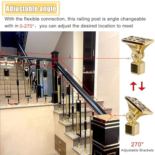Kit de poste de barandilla con soportes ajustables para cubierta y escalera 6