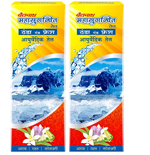 Image of Baidyanath Ayurved Mahasugandhit Oil - Ayurvedic Tel /Tail | Helps to Calms the mind, Induces Deep Relaxation | For Natural Sleep, Relieves Stress, Anxiety, Tension and Headache | 200 Ml (100Ml x Pack of 2)
