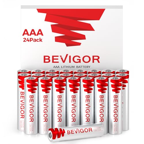 BEVIGOR 24 Baterías AAA de Litio, 1.5V 1200mAh Alta Capacidad, Baterías AAA no Recargables, para Linternas, Juguetes y Otros Dispositivos Domésticos