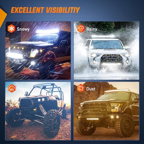 Nilight 50Inch 288W Curved Spot Flood Combo Led Light Bar Off Road Driving Lights Boat Lights Fog Light 12V On/Off 5 Pin Rocker Switch Power 12AWG Wiring Harness Kit-1 Lead for Trucks,2 Years Warranty