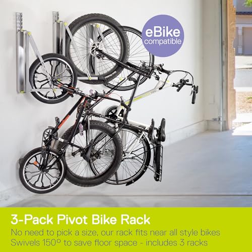 Image of Pivot Bike Storage Rack by Delta Cycle - Bike Rack Garage Wall Mount Swivels to Save Space - No Lifting Required Vertical Bike Rack - Indoor Bike Storage Wall Hanger Holds Up to 100 lbs