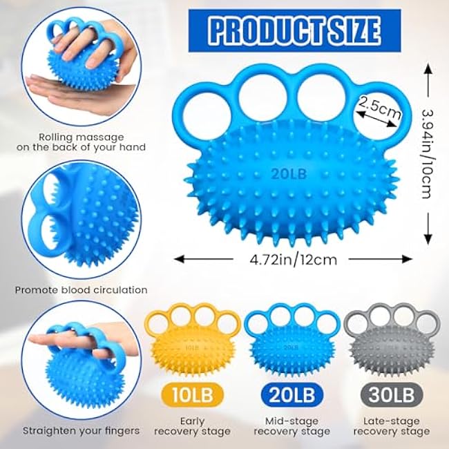 3 Pack Hand Exercise Balls 3 Level Set Finger Strengthener Therapy Hand Balls Grip Strength Trainer Squeeze Stress Relief for Adults Elderly Stroke Arthritis Carpal Tunnel