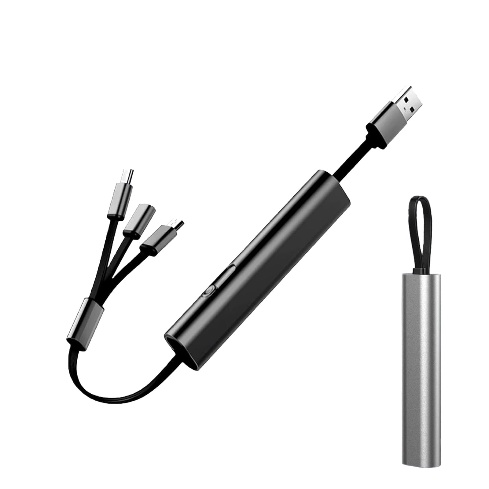 LSMVPP Receiptm 3-in-1 Fast Charging Cable, Retractable USB Charging Cable, Portable Keychain Design, Universal Chargers for All Devices, Multi Head