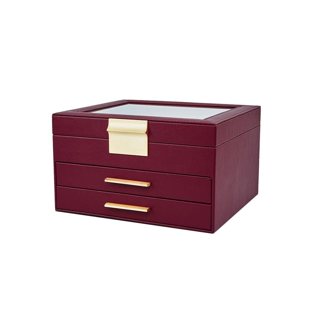 ANVLOJRIH Jewelery Box Drawer Type Jewelry Box Storage Box Cosmetic Box Ring Earring Necklace Bracelet Watch Small Jewelry Three-layer Storage Box Jewlery Box(C)