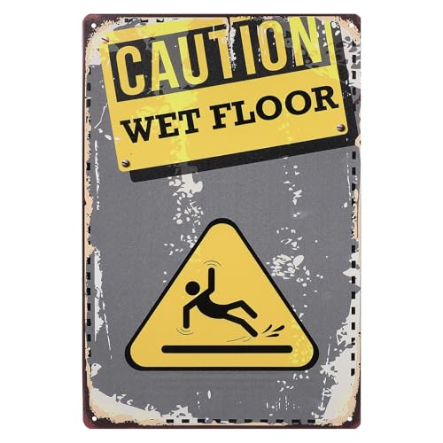 FELTECHELECTR Señal de Precaución de Suelo Mojado para Montaje en Pared Tamaño Mediano Material Duradero Resistente al Desgaste Color Amarillo Brillante Texto en Negrita Letrero de