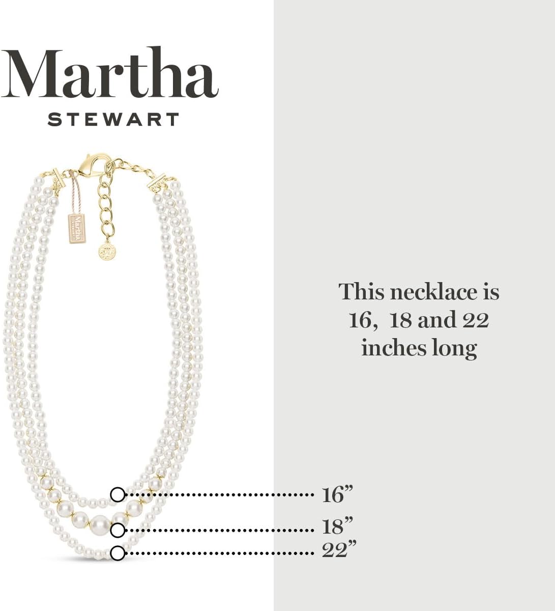 Martha Stewart Traditional Three Strand Pearl Necklace In Gold For Women - Image 3