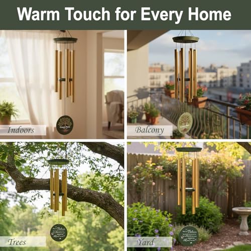 Image of Personalized 30 /36 inch Memorial Wind Chimes for Outside, Sympathy Gifts Wind Chime for Loss of Loved One, Beautiful Decor with Deep Tone, Ideal for Funeral, Remembrance & Bereavement, Produced in Texas