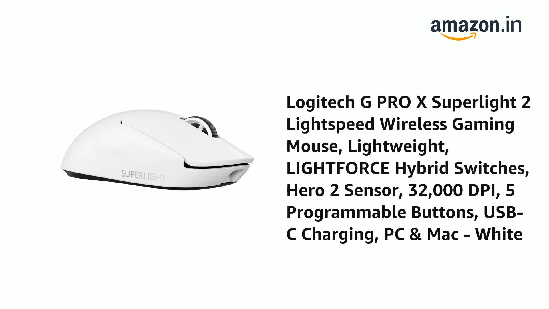 Amazon.in: Buy Logitech G PRO X Superlight 2 Lightspeed