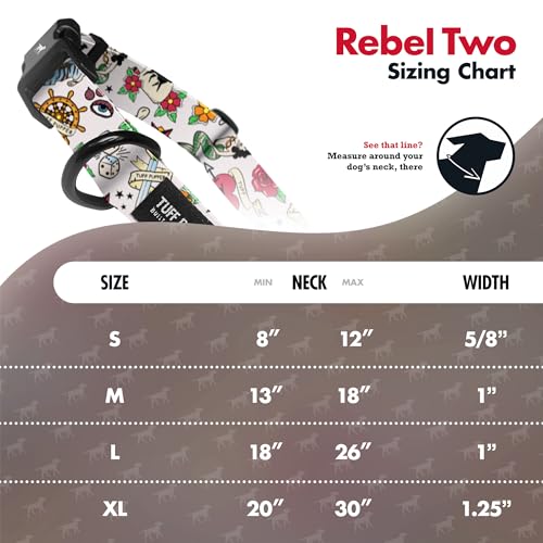 Image of Tuff Pupper Premium Adjustable Dog Collar for Medium Girl Dogs, Stylish Pattern Collars Designed in USA, Quick Release Buckle, Rebel Two Print for Female Dogs, Medium (1 Inch Wide x 13-18 Inch Neck)