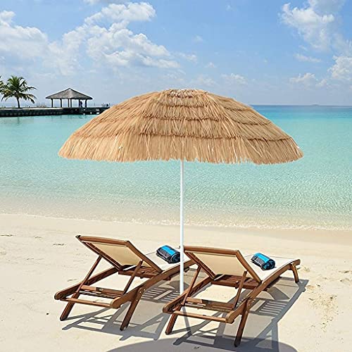 Sombrilla de playa de paja contra quemaduras solares con eje orientable 4