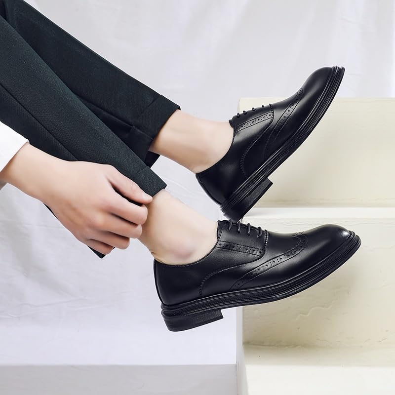 Prom Men's Dress Shoes Luxury Leather Lace Up Brogue Slip Resistant Block Heel Anti-Slip Rubber Sole Shoe for Casual Wedding Party Prom2