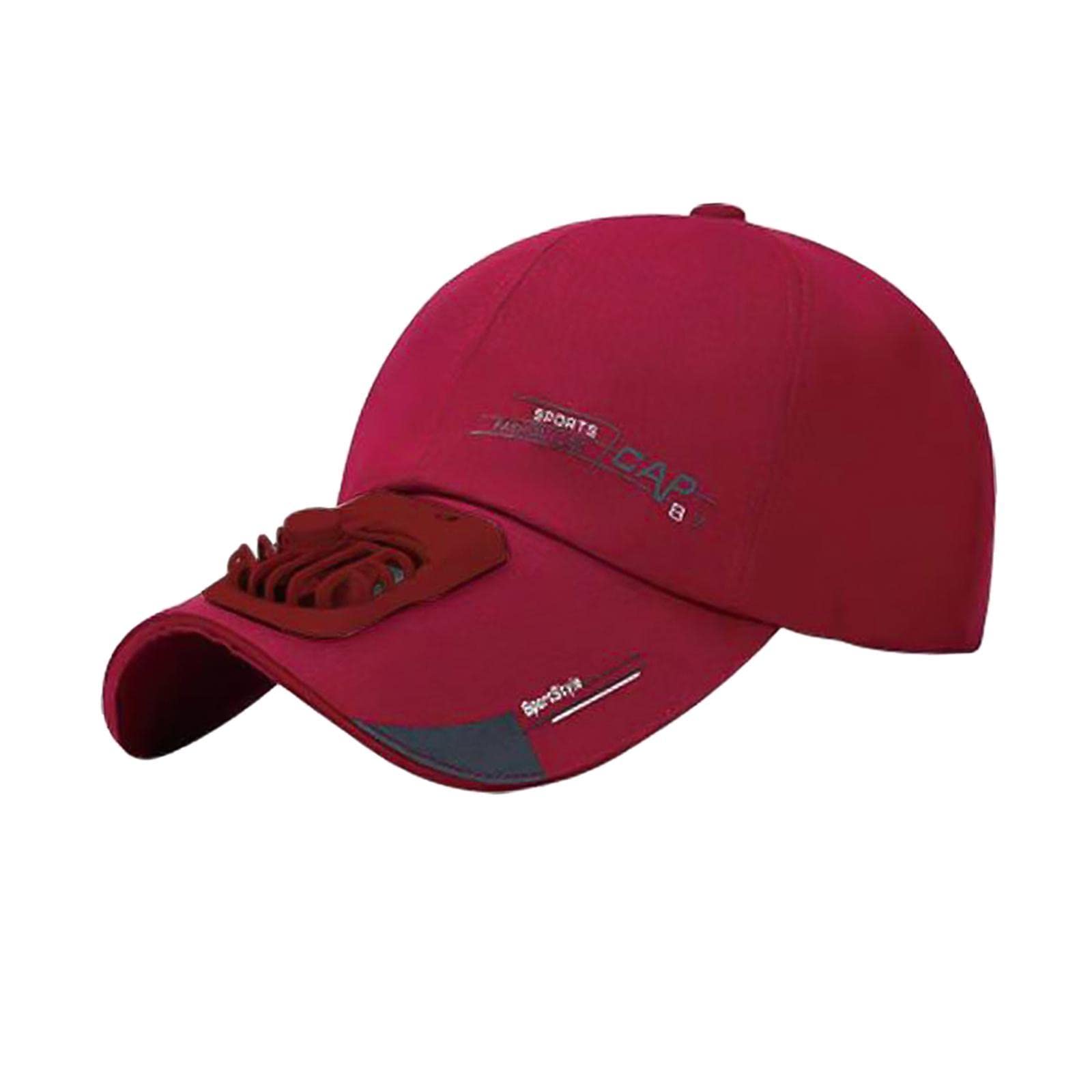 HEAVENGLOW Outdoor Cooling Fan Hat Baseball Cap Sun Hat Outdoor Camping Wine Red-image-6