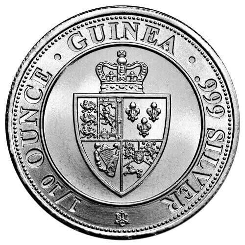 2022 St. Helena Spade Guinea Sovereign Coin, 1/10 Oz .999 Silver, BU, PCGS MS-66 Graded, First Day Issue